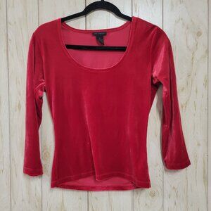 THE LIMITED red velvet crop long sleeve blouse S